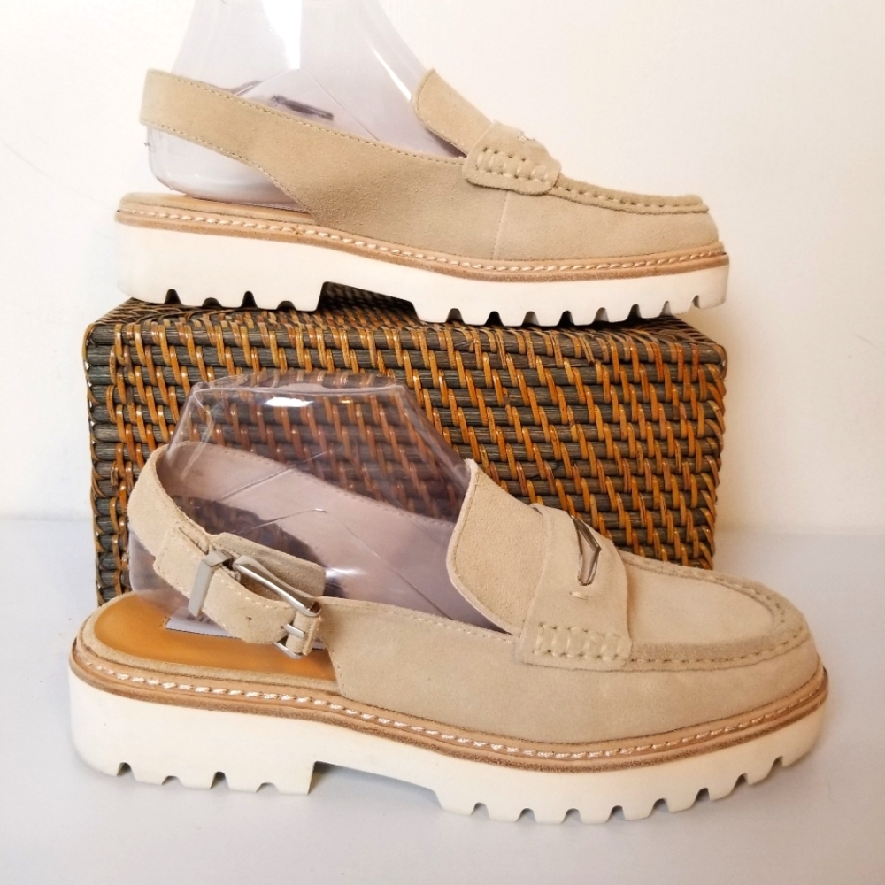 Steve Madden Felicite Suede Leather Heeled Back Strap Mules Loafers